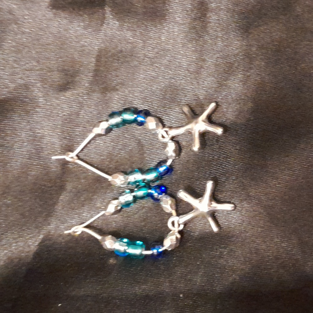 Handmade Starfish Earrings 1" hoop